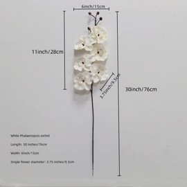 Artificial Orchid Stems Set of 4 ,30" Dancing Orchid,UV Resistant No Fade False Phalaenopsis,Silk Plants Picks Orchid for Christmas Flower Arrangements Wreaths,Wedding Table Centerpiece (White)