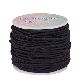 BENECREAT 3mm 20 Yard Elastic Cord Stretch Thread Beading Cord Fabric Crafting String (3mm, Black)