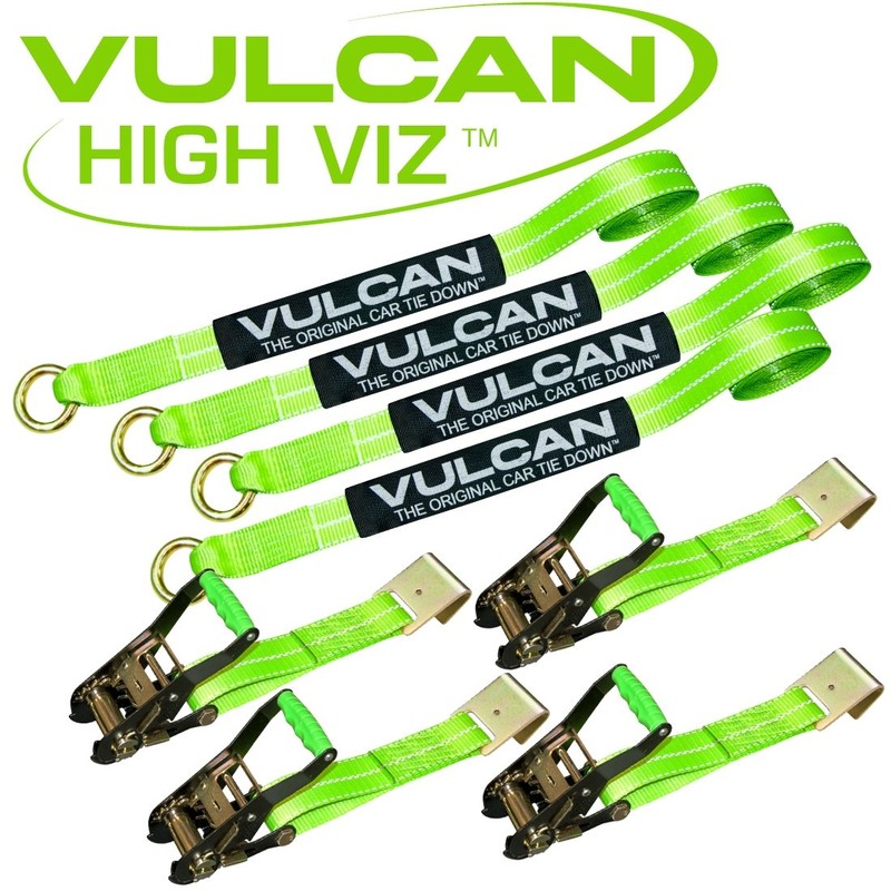 VULCAN Car Tie Down with Flat Hooks - Lasso Style