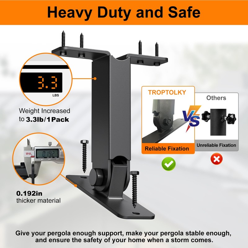 Heavy Duty Roof Riser Brackets Kit, TROPTOLKY Adjustable Angle Pergola