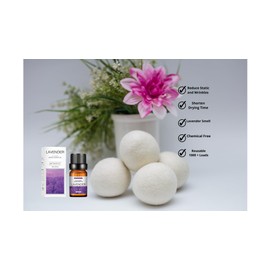 Fog Dryer Balls Laundry Reusable - Wool Dryer Balls Essential Oil - M Dryer Balls – Lavender - Dryer Balls Scented - Dryer Balls Laundry Anti Static – Wool Softener – Dryer Balls.