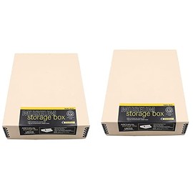 Lineco, 9x12 Tan Color Museum Archival Storage Box, Drop Front Design. Acid-Free with Metal Edge. Protects Picture Longevity, organize Photos, Documents, Crafts, Diy, Pack of 2