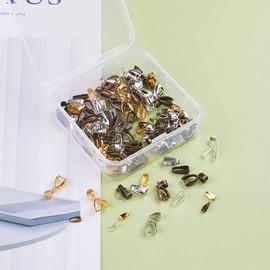 KISSITTY 480pcs/box 5 Color Brass Pinch Clip Clasp and Snap On Bails Hook Pendant Clasps for Pendants Necklace Jewelry DIY Craft