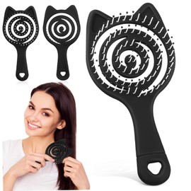 IWOWHERO Scalp Massage Comb 3pcs Brush Kitten Ear Hair Brush Vented for Thick Hair Dry or Wet