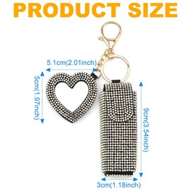 JSCARLIFE Bling Lippenstift-Etui, Schlüsselanhänger, Lippenstift-Etui, Halter für Lippenbalsam, Tasche mit Spiegel, Kristall, Strass, tragbar, Lipgloss, Mini-Taschen, Strumpffüller, Reise-Lippenstift,