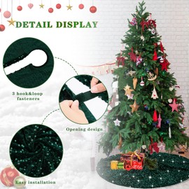 B-COOL Tree Skirt Ornaments Christmas Decoration: 36 Dark Green Tree Skirt Large Velvet Tree Mat for Holiday Christmas Party Xmas Tree Decorations