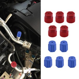 WINUERK 10PCS R134a 13mm & 16mm Air Conditioning Service AC System Charging Port Caps, Automobile Air Conditioning Caps Replacement for R134A AC System Vehicles, 5 Blue Low Side and 5 Red High Side