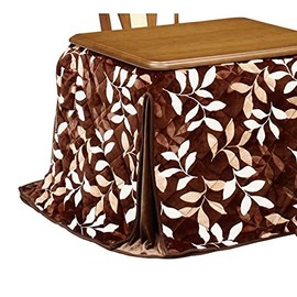 High Type/Dining Kotatsu Comforter, Small Rectangular 35.4 x 3.9 inches (90 x 75 cm), For Kotatsu Pearl, Dark Brown Plant Pattern, 35.4 x 3.0 inches (90 x 75 cm), Thin Comforter for High Legs