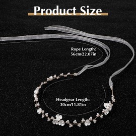 MBAIYO 2Pcs Flower Girl Hair Accessory, Pearl Flower Girl Headpiece Adjustable Wedding Headband for Girls Wedding Birthday Party First Communion Head Crown for Women