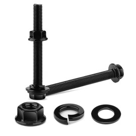 M10 x 35mm Flanged Hex Head Bolts, Nuts, Flat & Lock Washers, 20Pcs 18-8 (304) Stainless Steel, Fully Threaded, Black Oxide by SG TZH