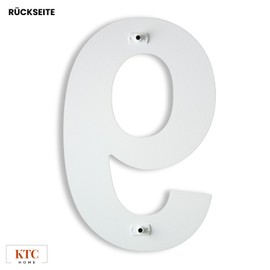 KTC-HOME - Premium House Number White Including Mounting Material - Powder Coated - Arial - Height 20 cm - RAL 9016 - Rustproof & Weatherproof House Number Plate - House Number 9 -