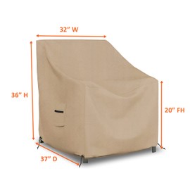 Outdoor Chair Cover Pack of 2 600 D Oxford Fabric - 100% Water Repellent & Weather Resistant Stackable/Patio Chair covers with Air Pocket & Drawstring for Snug Fit (32"L x 37"D x 36"H, Beige)