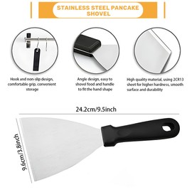 Professional Triangular Spatula - Pasta Cutter Scraper with Handle, Stainless Steel Blade, Polypropylene Handle, Silver Professional Scraper/Grill Spatula, Straight, Rigid, Closed, Stainless