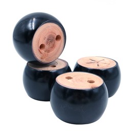 Shiwaki Pack of 4 Black Furniture Legs Wooden Round Bun Feet 3in Dia 2in Tall Replacement for Sofa, Chair, Loveseat, Dresser Foot