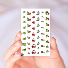 Christmas Nail Decals Stickers Art Designs Bitter Birds Nail Decorations Angry Holiday Winter Accessories (Clear Water-Slide)