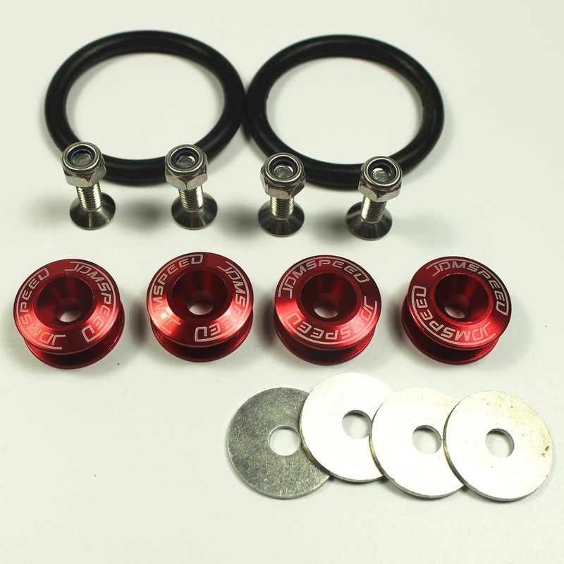 JDMSPEED Red Universal CNC Billet Bumper Trunk Quick Release Fastener