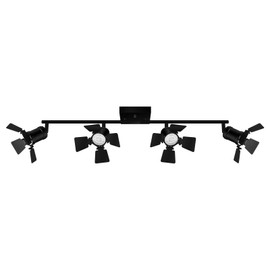 Bricosmocon 4 Light Track Lighting Fixtures Ceiling, Black Track Lighting with Rotatable Heads, Vintage Industrial Ceiling Spotlight Light for Kitchen/Living Room/Bedroom,GU10 Bulb Not Included