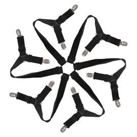 Bed Sheet Clips,3 Way 6 Sides Bed Sheet Fastener Straps Elastic Adjustable Sheet Corner Holder Grippers for All Round and Square Mattresses Black