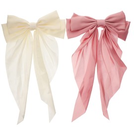 Healeved 2pcs Elegant Big Bow Hair Clips for Women and Teens Spring Barrettes Pink for Parties and Daily Wear Stylish Hair Accessories