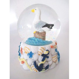Generic Maritime Snow Globe Souvenir North Sea Baltic Sea Seagull on Stake Shell Base