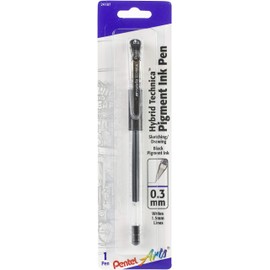 Pentel Arts Hybrid Technica 0.3 mm Pen, Ultra Fine Point, Black Ink, 1 Pack (KN103BPA)