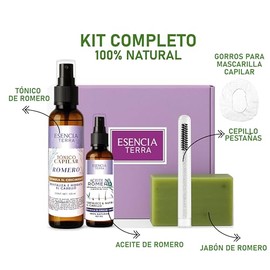 kit de Aceite de romero + Tonico + jabon + gorros para mascarillas capilares + cepillo para pestañas (KIT DE ROMERO PARA REGALO)