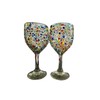 Set of 2 Handblown Pebbled Texured Wine Glass,100% Made in