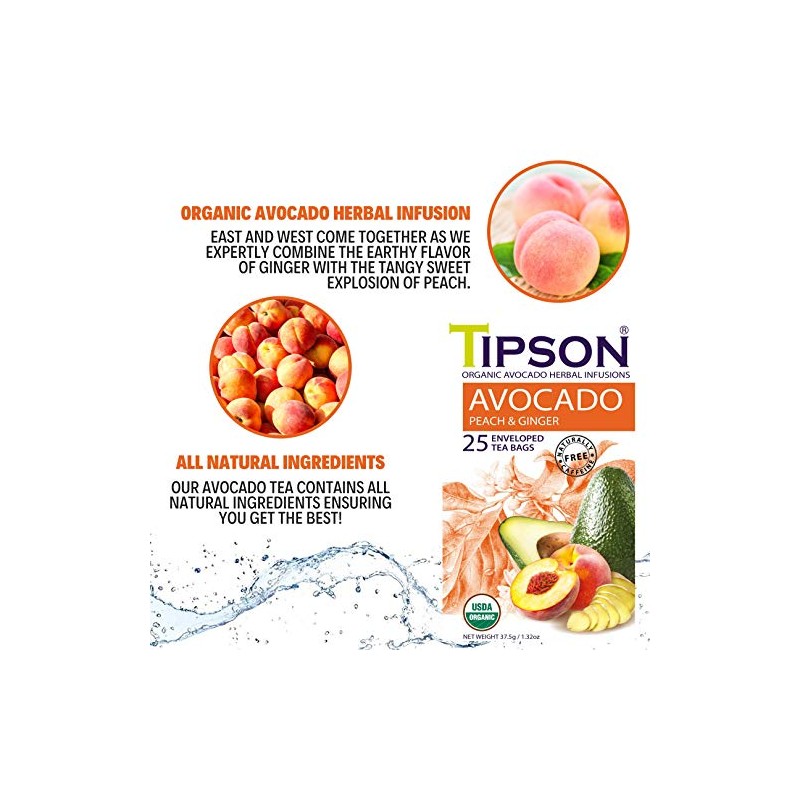 Tipson Avocado Peach and Ginger | Caffeine Free | All