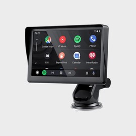Eunavi 7" Portable Car Stereo Wireless CarPlay & Android Auto Screen for 2024 Latest Car Portable Touchscreen Display with Bluetooth, GPS Navigation, Voice-Control, 360° Rotation