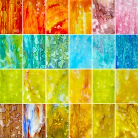 LITMIND 24 Sheets Premium Mottled Opal Stained Glass Sheets – 6 x 4 Inch Vibrant Translucent Assorted Colors Art Glass for DIY Crafts, Mosaic & Stained Glass Projects