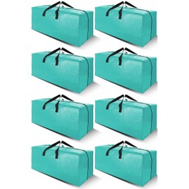 Cosy Family 8 Pack Heavy Duty Extra Large Moving Bags with Backpack Straps - Strong Handles & Zippers, Storage Totes For Space Saving, Fold Flat, Alternative to Moving Box, Aquamarine