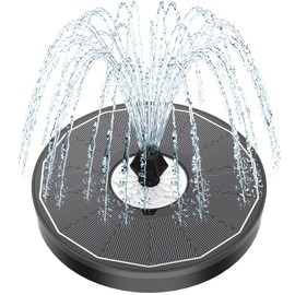 Yzert - Fuente Solar de Vidrio de Flor Blanca, 3.5 W, Fuente de baño de pájaros, energía Solar, sin batería, con 4 Varillas fijas y 7 boquillas, Bomba Solar 2024 para baño de pájaros, jardín,