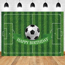 ASDCXZ 7x5ft Soccer Birthday Backdrop Football Field Photography Background Soccer Sports Theme Happy Birthday Party Banner Decorations for Baby Boys Adults Bday Portrait Photo Booth Prop