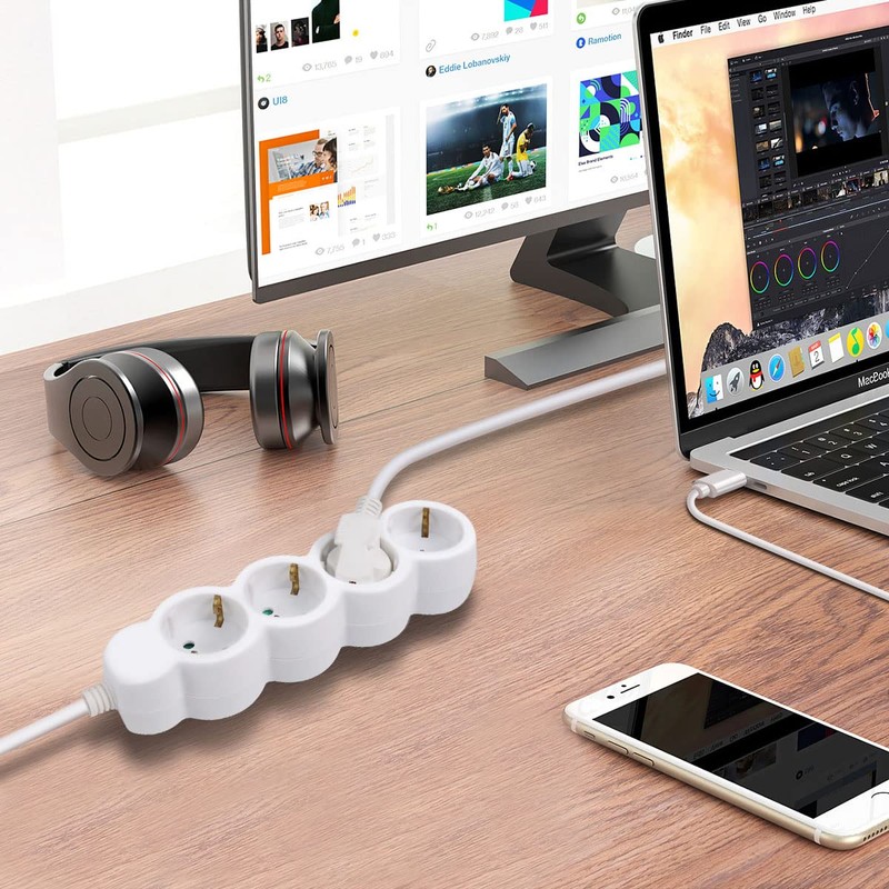 ExtraStar Power Strip 5-Way Multiple Socket Cable 1.5 m, Child