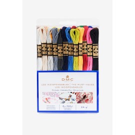 DMC - Mouliné Yarn Pack Basic Colours, 100% Cotton, 24 Strands Mouliné Spécial Art. 117MC, Each 4 m Long | Made in France