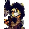 White Mardi Gras Jester Doll 7" Leopard with Stand