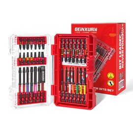 Geinxurn 35Pieces Impact Screwdriver Bits Set, Magnetic S2 Steel 1”/2”/3” Phillips/Square/Torx/Slotted Bits Tips,Impact Bit Holder with Red Storage Box Case