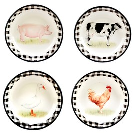 Certified International Farm 36 oz. Soup/Cereal Bowls, Set of 4, Multicolored, 28819SET4