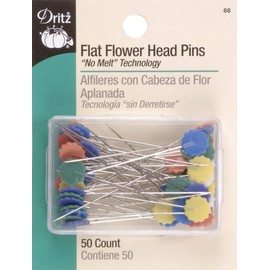 Dritz 67 Flat Head Pins, Button, 1-3/4-Inch (50-Count), Assorted, 2-Inch