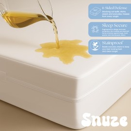 Snuze Total Protection Mattress Encasement King Size, 6-Sided Waterproof Mattress Cover Zippered Encasement for Allergen and Dust Protection, Machine Washable, Fits Up to 15” Deep Mattress