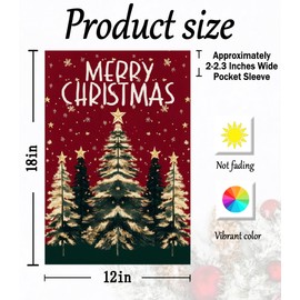 Merry Christmas Garden Flag,12x18 Inch Double Sided Outside Garden Flag, Christmas Tree Snowflake Winter Holiday Yard Outdoor Decorative Flag for Outesid