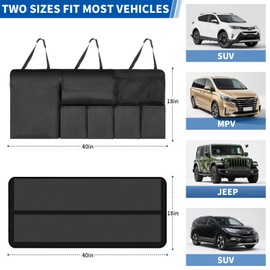 NEWFOM Car Trunk Organizer, Backseat Hanging Organizer with Storage Pockets for SUV, Truck, Van, Collapsible Trunk Organization for Car Accessories (Black, 40" x 18")