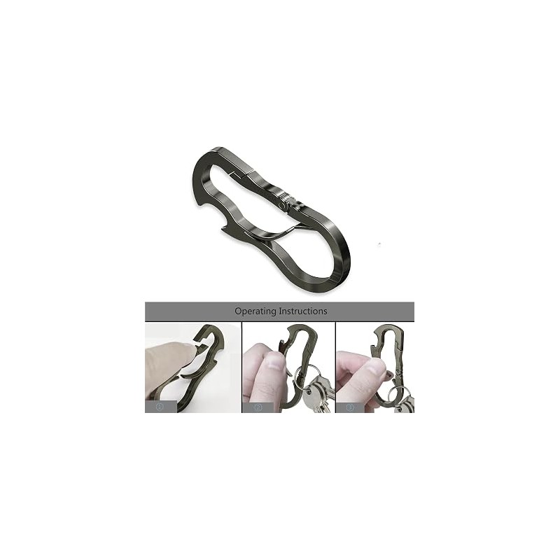 Idakekiy Full Stainless Steel Anti-Lost Keychain Carabiner Mutil Function Home