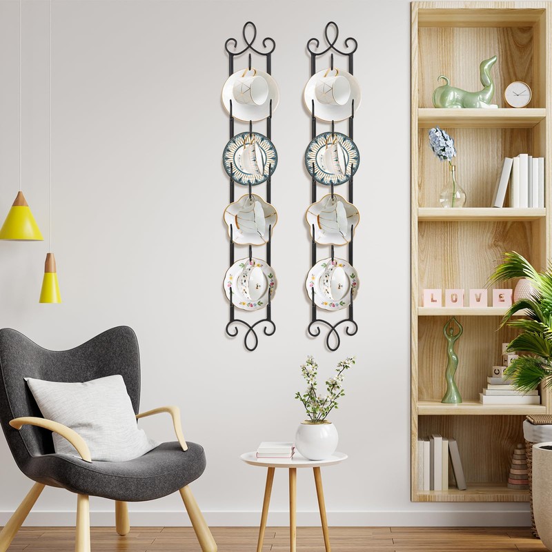 WHXGG 2 Pack Tea Cup Display Rack Vertical Wall Cup