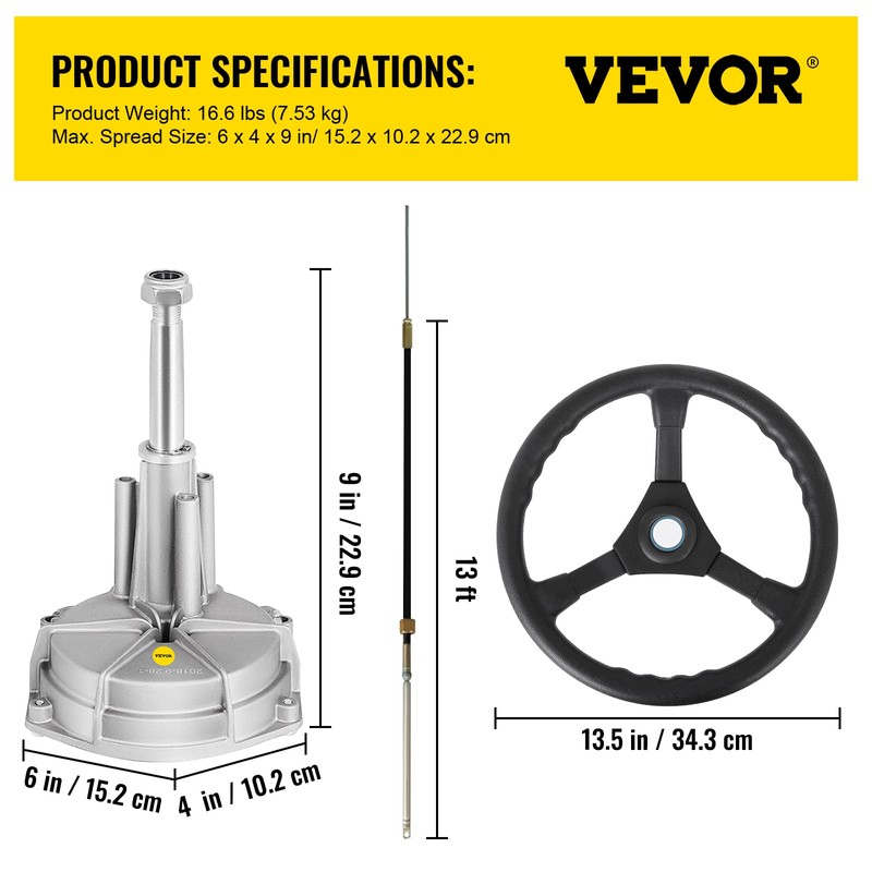 Vevor Outboard Steering System 13' Outboard Rotary Steering System 13