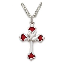 TrueFaithJewelry Sterling Silver Cross Necklace with Holy Spirit Dove Religious Jewelry, 3/4 Inch