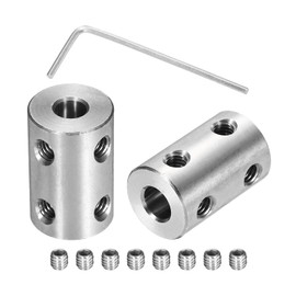MECCANIXITY Rigid Screw Coupling 5mm to 6mm Shaft Coupler Connector L22mm x D14mm Steel Joint Connector Rigid Coupling Set for 3D Printers DIY Encoder with 8 Screws & Hex Wrench, 2 Pcs