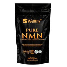 Wellthy Pure NMN 500mg 180 Cápsulas. 100% Puro, b-nicotinamide mononucleotide Uthever®, VCaps Cápsulas Veganas, Bottle Free.