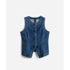D-Sun Women Denim Vest Sleeveless Crewneck Button Down Jean Waistcoat
