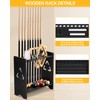 Pool Stick Holder Floor Stand- Billiards Pool Cue Rack Oak